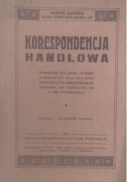 Korespondencja handlowa, 1922 r.
