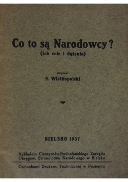 Co to są Narodowcy?, 1937 r.