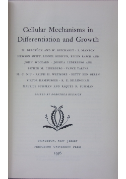 Cellular Mechanisms in Defferentatiation and Growth