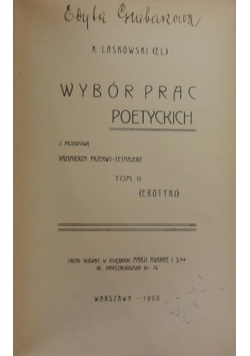 Wybór prac poetyckich, tom II, 1909 R.
