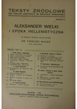 Aleksander Wielki I Epoka Hellenistyczna,1924r.