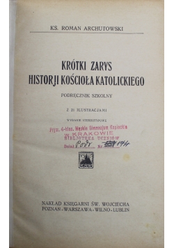 Krótki zarys historji kościoła katolickiego 1934 r.