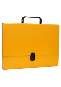 Teczka-pudełko Office Products PP A4 5cm, z rączką i zamkiem, żółta