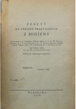 Zeszyt do ćwiczeń praktycznych z higieny 1938 r.