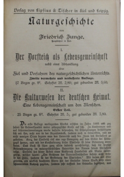 Naturgeschichte Tom I Część II ok 1891 r.