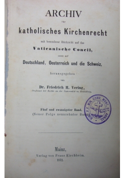 Archiv fur katholiches Kirchenrecht, 1871r.