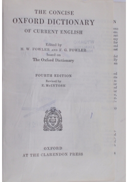 The Concise Oxford Dictionary of Current English