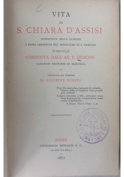 Vita di S. Chiara D'Assisi, 1882 r.