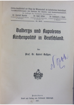 Dalbergs und Napoleons kirchenpolitik in Deutschland, 1917 r.