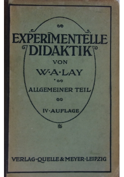 Experimentelle Didaktik,1920r.
