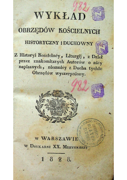 Wykład Obrzędów Kościelnych Historyczny i Duchowny 1828 r