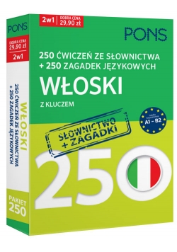 250 ćwiczeń ze słownictwa Włoski + 250 zagadek
