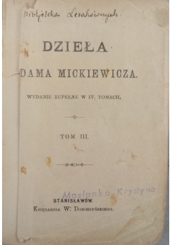 Dzieła, Tom III i IV, 1894 r.