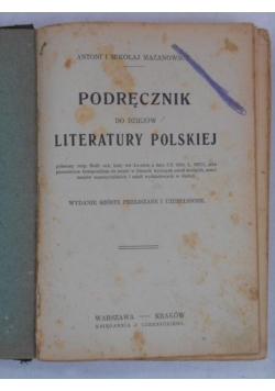 Podręcznik do dziejów literatury polskiej, 1910 r.