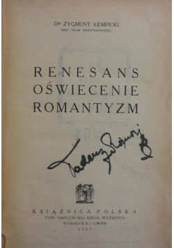 Renesans oświecenie romantyzm, 1923 r.