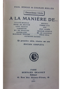 A la maniere de...