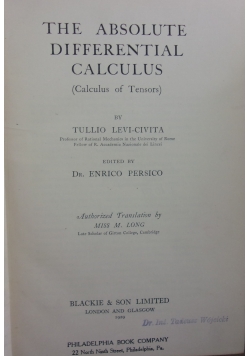 The Absolute Differential Calculus, 1929 r.