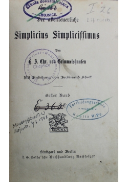 Der abenteuerliche  Simplicius Simpliriffimus 1892 r.