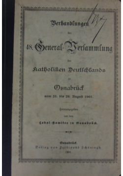 Verhandlungen der 48. General -Versammlung, 1901r.