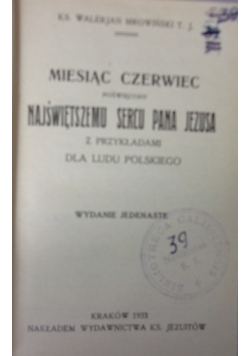 Miesiąc czerwiec poświęcony Najświętszemu Sercu Pana Jezusa, 1933 r.