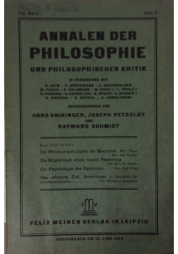 Annalen Der Philosophie, Heft 3, 1929r.