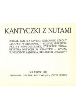 Kantyczki z nutami, 1911 r., reprint