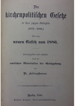 Die kirchenpolitischen Geseke, 1886 r.