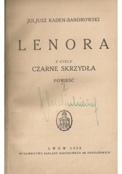 Lenora z cyklu czarne skrzydła, 1928 r