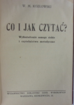 Co i jak czytać?, 1926 r.