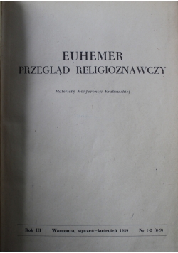 Euhemer przegląd religioznawczy nr od 1 do 6 1959 r.