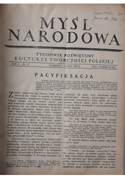 Myśl narodowa 27 numerów 1930 r.