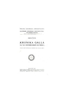 Kronika Galla na tle Historiografii XII wieku, 1947r.