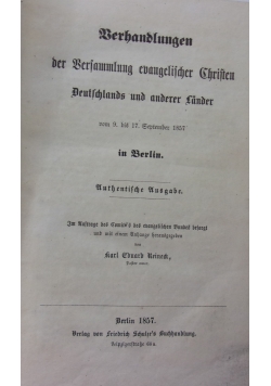 Verhandlungen der Versammlung evangelischer, 1857 r.
