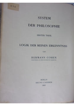 System der philosophie, część 1, 1902 r.