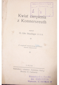 Kwiat cierpienia z Konnersreuth, 1929 r.