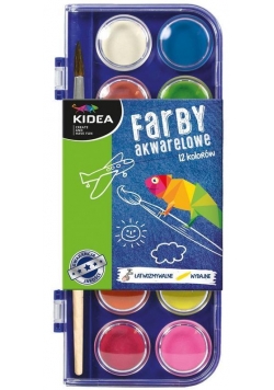 Farby akwarelowe 12 kolorów KIDEA