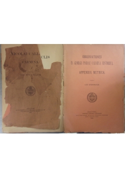 Observatioes in Georgii Pisiade Carmina Historica/ Nicolai Calliclis Carmina, ok 1900r.