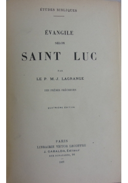 Evangile Selon Saint Luc, 1927 r.