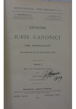 Epitome iuris canonici,1927 r.