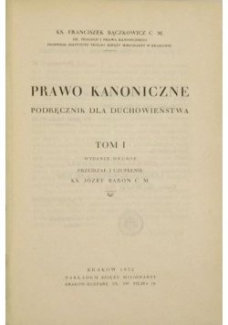 Prawo kanoniczne, tom I, 1932r.