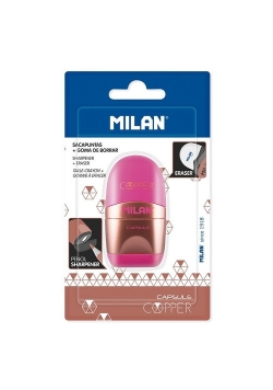 Temperówka + gumka Milan Capsule Copper różowa