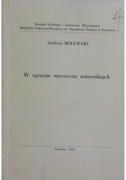 W sprawie surowców mineralnych
