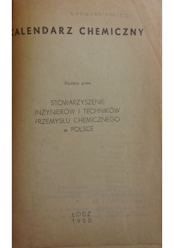 Kalendarz Chemiczny ,1950r.