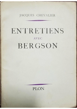 Entretiens avec Bergson