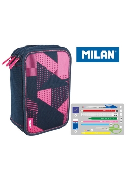 Piórnik Milan 3-poziomowy z wyposażeniem KNIT róż