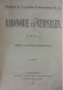 Baronowie von Gemperlein, 1881 r.