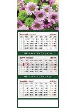 Kalendarz 2019 Trójdzielny Kwiaty