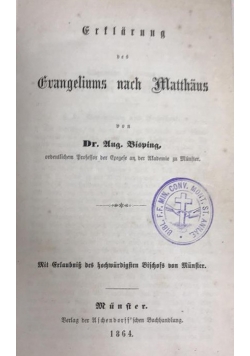 Erklarung des evangeliums nach matthaus, 1864 r.