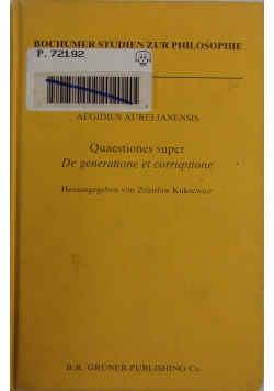 Quaestiones super De generatione et corruptione