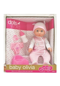 Lalka bobas Baby Olivia pijąca, sikająca 38 cm
